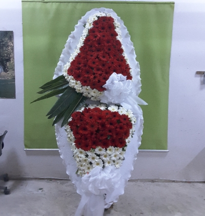 naturel kırmızı tek katlı Çelenk Çiçeği & Ürünü DÜĞÜN ÇELENK 2 Lİ KIRMIZI BEYAZ 