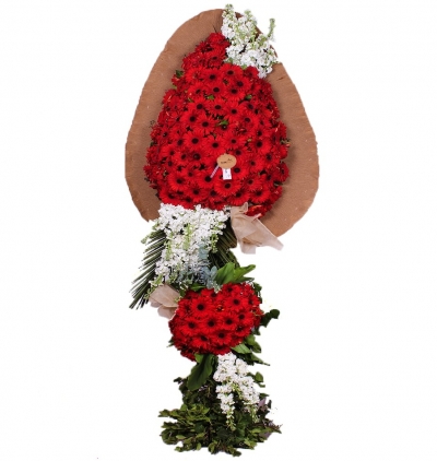 kırmızı gerberalar Çift katlı Çelenk Çiçeği & Ürünü Luxury Çift Katlı Çelenk 