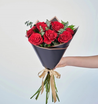 viabonte-everlastingly elegant Çiçeği & Ürünü 9'lu Kırmızı Gül Çiçek Buketim 