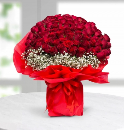 akvaryum vazoda 7 kırmızı gül-189tl Çiçeği & Ürünü 100 Kırmızı Gül Çiçek Demeti-1099TL 