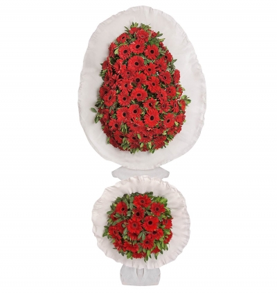 kırmızı gerberalar Çift katlı Çelenk Çiçeği & Ürünü Kırmızı Çift Katlı Çelenk Yapay 