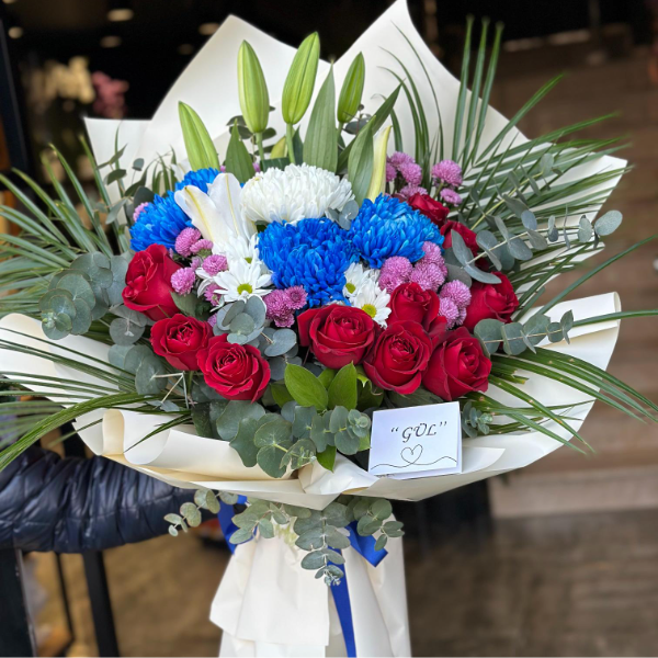  afşin çiçekçilik Mavi Anastasyalı Güllü Buket