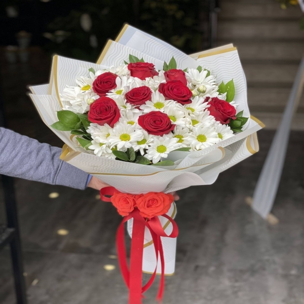  afşin çiçekçilik Gül ve Papatya Buketi (3)