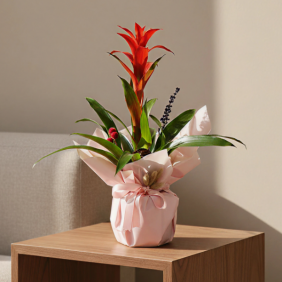 afşin çiçekçi Buketli Saksıda Guzmania Çiçeği