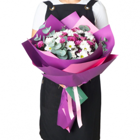  afşin çiçek Purple Bliss (Papatya ve Okaliptus Buketi)