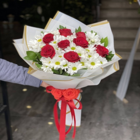  afşin çiçekçilik Gül ve Papatya Buketi (3)