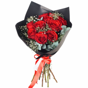  afşin çiçek Scarlet (10 Kırmızı Güller ve Cipso Buketi)